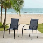 Outdoor Dining Chairs Set of 2 – Stackable Patio Chairs with Textilene Fabric