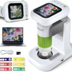 1000X Kids Digital Microscope with 1080P Screen | 2-in-1 Handheld & Desktop Microscope with LED Lights, SD Card & Slides