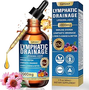 Liposomal Lymphatic Drainage Drops 2000mg – 17-in-1 Lymphatic Support & Liver Detox Formula with Milk Thistle, Elderberry & Vitamin Complex