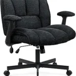 Criss Cross Legged Office Chair with Wheels – Wide Seat Desk Chair with Flip-Up Arms & Dynamic Lumbar Support