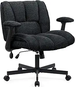 Criss Cross Legged Office Chair with Wheels – Wide Seat Desk Chair with Flip-Up Arms & Dynamic Lumbar Support