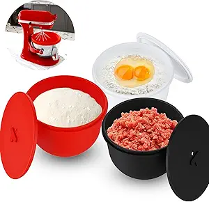 Silicone Bowl Liners with Lids for KitchenAid 6-Qt Bowl-Lift – 3-Pack Extra-Thick Dough Proofing Covers