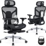 Ergonomic Office Chair with Footrest – High Back Mesh Desk Chair, 5D Armrests, 3D Lumbar Support, 400lbs Capacity