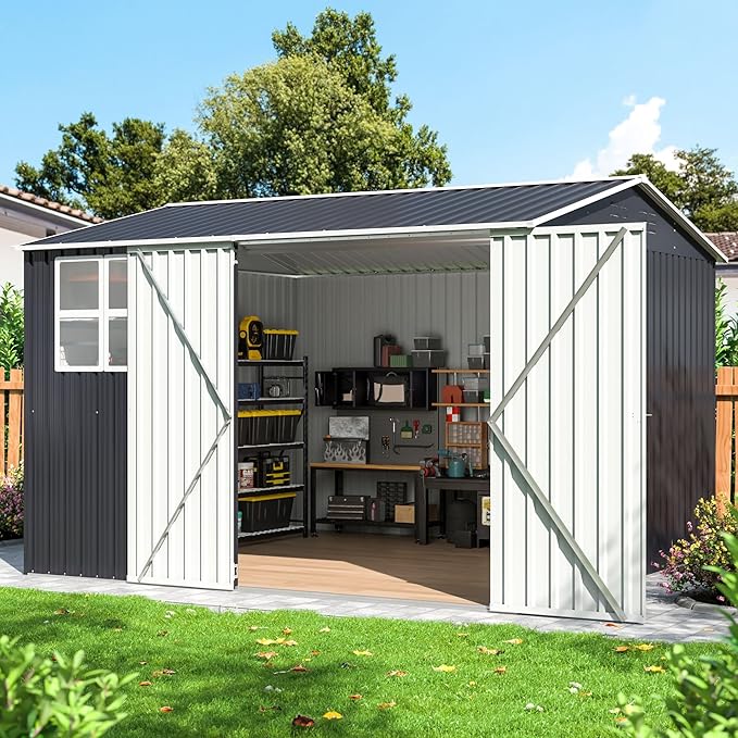 Best 10x10 Outdoor Storage Shed 2025 – Metal Garden Tool Shed with Lockable Doors & Windows