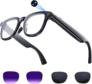 AI Smart Glasses with 4K Camera & Real-Time Translation – Bluetooth Camera Glasses with Anti-Shake, Dual Mic Noise Reduction & 1080P Video Recording