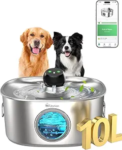10L Automatic Dog Water Fountain with WiFi App Control – 2.64 Gallon Stainless Steel Pet Water Dispenser for Large Dogs & Multi-Pet Homes, 5-Stage Filtration, Ultra-Quiet