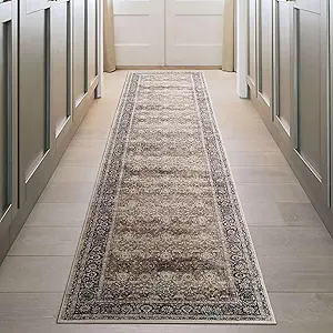 2x12 Washable Runner Rug – Non-Slip Extra Long Hallway & Kitchen Runner Carpet for Entryway, Laundry Room & Indoor Spaces (Brown 2’x12’)