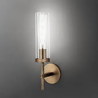 Modern Brushed Brass Bathroom Wall Sconce – 15'' Vanity Light Fixture with Clear Glass