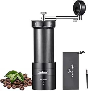 V4 Manual Coffee Grinder – Aluminum Alloy Hand Grinder with Stainless Steel Burr for Espresso & French Press
