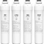 4-Pack Replacement Filter Set for Bluevua RO100ROPOT & RO100ROPOT-UV RO Water Filter System