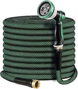 100FT Heavy Duty Garden Hose – Ultra-Lightweight Flexible Water Hose with Aluminum Fittings, Puncture-Proof All-Weather Hose
