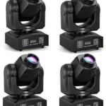 60W LED Moving Head Stage Lights (4 Pack) – DMX512 DJ Lights with 8 Gobos, 8 Colors & Sound Activation