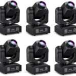 60W LED Moving Head Lights (6 Pack) – DMX512 DJ Stage Lighting with 8 Gobos & 8 Colors