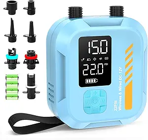 Electric Paddle Board Pump – Portable Rechargeable SUP Air Pump with Auto-Off & Dual Stage Inflation