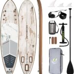 Inflatable Paddle Board – 32" Wide SUP with Anti-Slip Deck & Durable Woodgrain Design