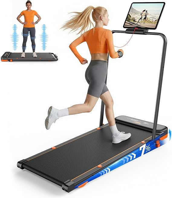4-in-1 Walking Pad with Incline – Foldable Under Desk Treadmill & Vibration Plate with Handlebar