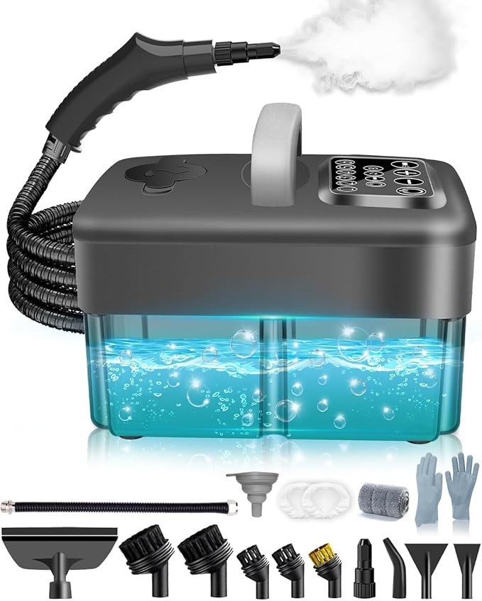 Portable Steam Cleaner for Home – 2500W Handheld Steamer with 1600ML Tank for Tile, Grout & Car Detailing