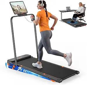 4-in-1 Walking Pad with Incline – Foldable Under Desk Treadmill & Vibration Plate with Handlebar