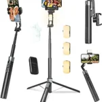 360° Face Tracking Selfie Stick Tripod, 70.9" Extendable Phone Tripod with Handheld Stabilizer, Fill Light & Remote for iPhone and Smartphones