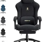 Big and Tall Gaming Chair 440LBS, Ergonomic High Back Suede Fabric Gamer Chair with Pocket Spring Cushion, Footrest & Adjustable Office Chair – Black