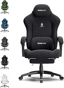 Big and Tall Gaming Chair 440LBS, Ergonomic High Back Suede Fabric Gamer Chair with Pocket Spring Cushion, Footrest & Adjustable Office Chair – Black