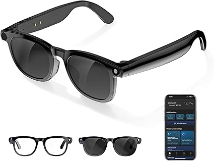 AI Smart Glasses with Camera, 4K Photo & 1080P Video Recording, Real-Time Translation, Bluetooth 5.3, AI Voice Assistant, Open-Ear Audio, Smart Glasses for Vlogging, Cycling, Hiking, Travel & Business