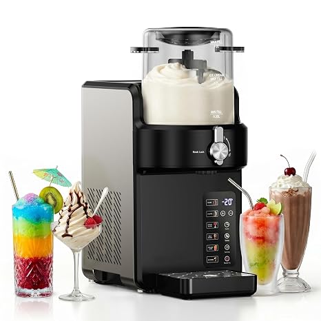 Slushie Machine & Soft Serve Ice Cream Maker, 2-in-1 Frozen Drink & Dessert Maker with 6 Presets, No Ice Needed, 15-Min Fast Slush, No Residue Dispensing, 12H Timer, Slushies, Milkshakes, Margaritas & Frappés, Black