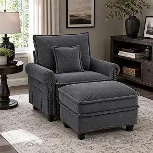 Best 42-Inch Nailhead Trim Sofa with Ottoman (2026) – Modern Corduroy Accent Chair for Small Spaces