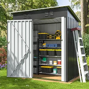 Got my hands on this durable outdoor shed. Perfect for storing all my gardening tools!