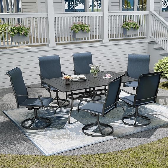 7-Piece Outdoor Furniture Set Review (2026): Best Navy Patio Dining Set with 360° Swivel Chairs