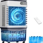 4-in-1 Portable Evaporative Air Cooler with 0.8 Gallon Water Tank, Swamp Cooler for Large Rooms, LED Display, Remote Control, 3 Speeds, 12H Timer & Quiet Cooling Fan
