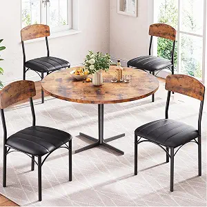 Best Rustic Dining Chairs Set of 4 (2026) – PU Leather Upholstered Industrial Dining Room Chairs