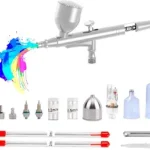 Dual-Action Airbrush Gun, 0.2/0.5mm Adjustable Flow Control Airbrush Kit, Gravity Feed Air Brush for Painting, Model Art, Cake Decorating, Nail Art & DIY Crafts