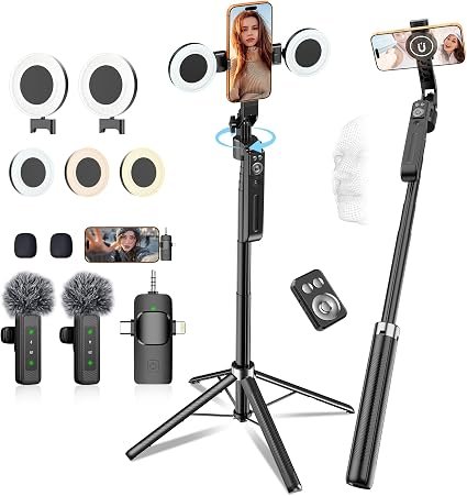 Best Vlogging Kit for iPhone (2026) – 2 Lights, Dual Mics & 71" Magnetic Tracking Tripod
