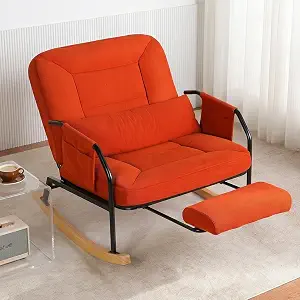 Oversized Rocking Chair Nursery, Reclining Glider Chair with Adjustable Backrest & Footrest, Comfy Upholstered Rocker Recliner for Baby Nursery, Living Room & Bedroom
