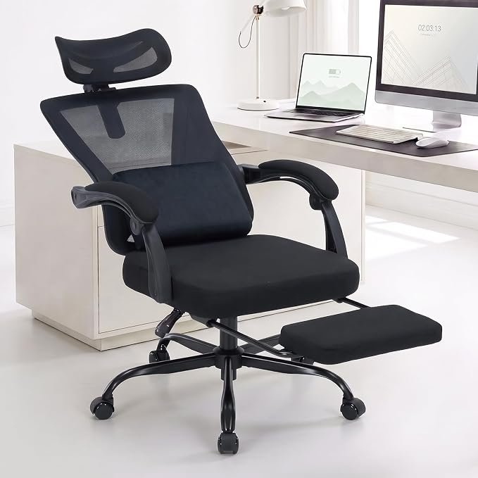 Best Ergonomic Office Chair with Footrest (2026) – Reclining Computer Desk Chair with 160° Backrest