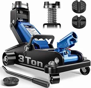 3 Ton Floor Jack, 6600 LBS Heavy-Duty Hydraulic Car Jack, Alloy Steel Quick-Lift Floor Jack with Cross-Shaped Rubber Pad, 7.1–20.9" Lift Range for SUVs, Trucks & Vans