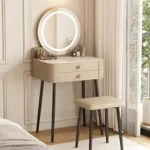 Best Small Vanity Desk with Mirror & Lights (2026) – Compact Makeup Table with Cushioned Stool