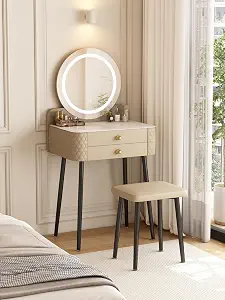 Best Small Vanity Desk with Mirror & Lights (2026) – Compact Makeup Table with Cushioned Stool