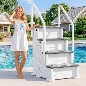 Pool Ladder Above Ground,Heavy Duty Pool Steps,4-Step Pool Stairs with Dual Handrails and Non-Slip Surface,400 lbs Load Capacity,for 46-58 Inch