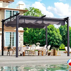 Best 10x12 Outdoor Pergola with Retractable Canopy (2026) – Heavy-Duty Metal Patio Gazebo