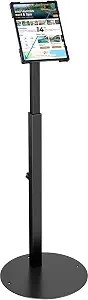 Anti-Theft iPad Kiosk Stand, Adjustable Tablet Floor Stand for POS Checkout, Secure iPad Display Stand with Lockable Holder for Retail Store, Restaurant & Reception