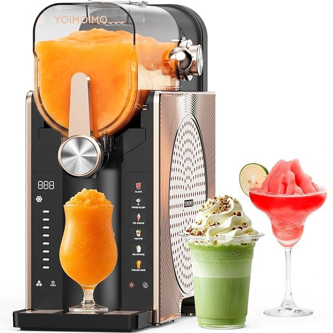 Slushie Machine & Soft Serve Ice Cream Maker for Home, SmartFreeze 8-Level Temperature Control, 6 Presets, Ready in 15 Minutes, No Ice Needed, 12-Hour Timer for Frozen Drinks & Desserts