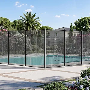 4FT x 72FT Swimming Pool Fence, Black In-Ground Pool Safety Fence with Durable Mesh, Removable Pool Barrier for Backyard, Garden & Outdoor Swimming Pools