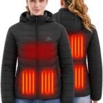 Women's Heated Jacket with Battery Pack, Electric Heated Winter Coat with Adjustable Heat Settings, Rechargeable Battery-Powered Jacket for Cold Weather, Outdoor Activities & Everyday Wear