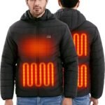 Men's Heated Jacket with Battery Pack, Electric Heated Winter Coat with Adjustable Heat Settings, Rechargeable Battery-Powered Jacket for Outdoor Work, Hiking, Camping, Fishing & Cold Weather